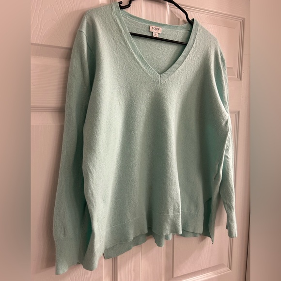 J. Crew Women’s Mint Green Knit Wool/Cotton Blend Pullover Sweater Size XL - Picture 6 of 8